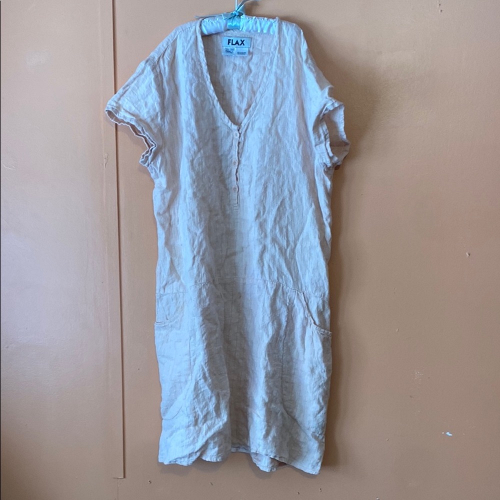 FLAX Peach Linen Dress